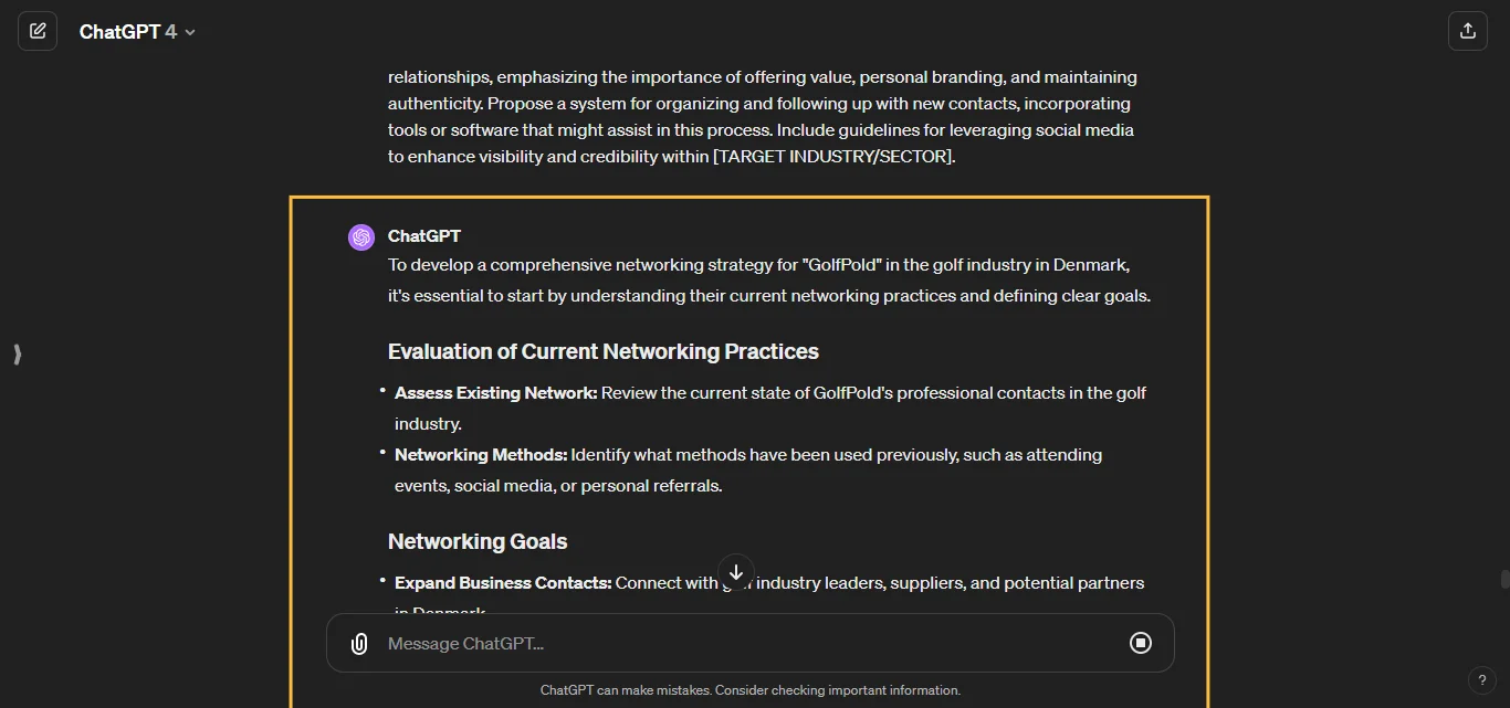 Develop Networking Strategies ChatGPT Prompt