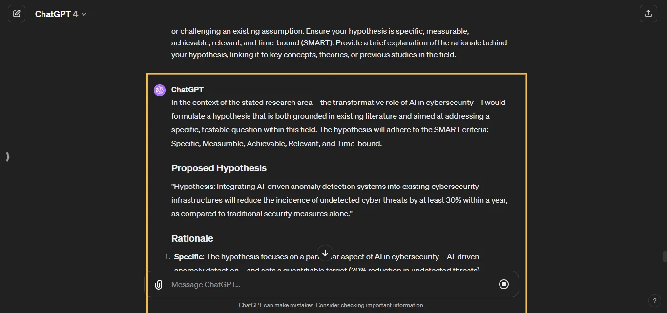 Formulate hypothesis ChatGPT Prompt