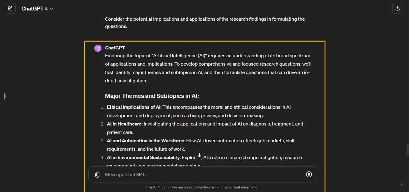 Develop research questions ChatGPT Prompt