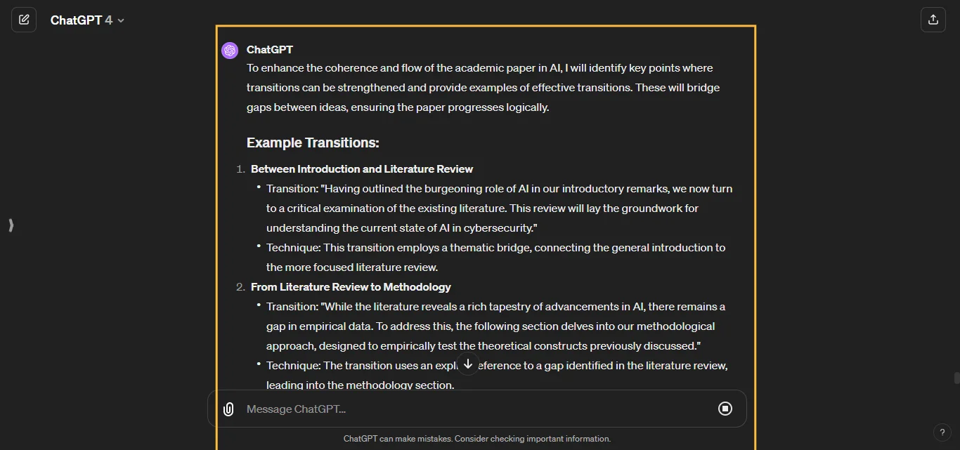 Strengthen transitions between ideas ChatGPT Prompt