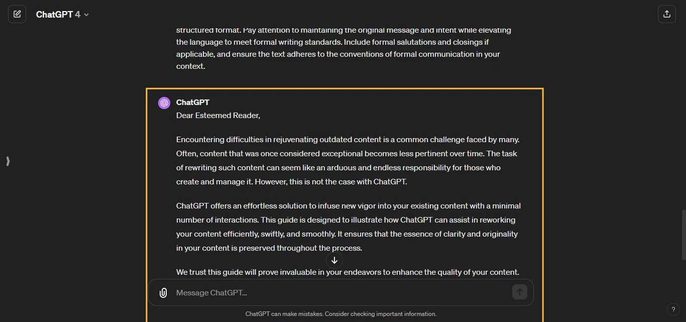 Formalize Informal Text ChatGPT Prompt