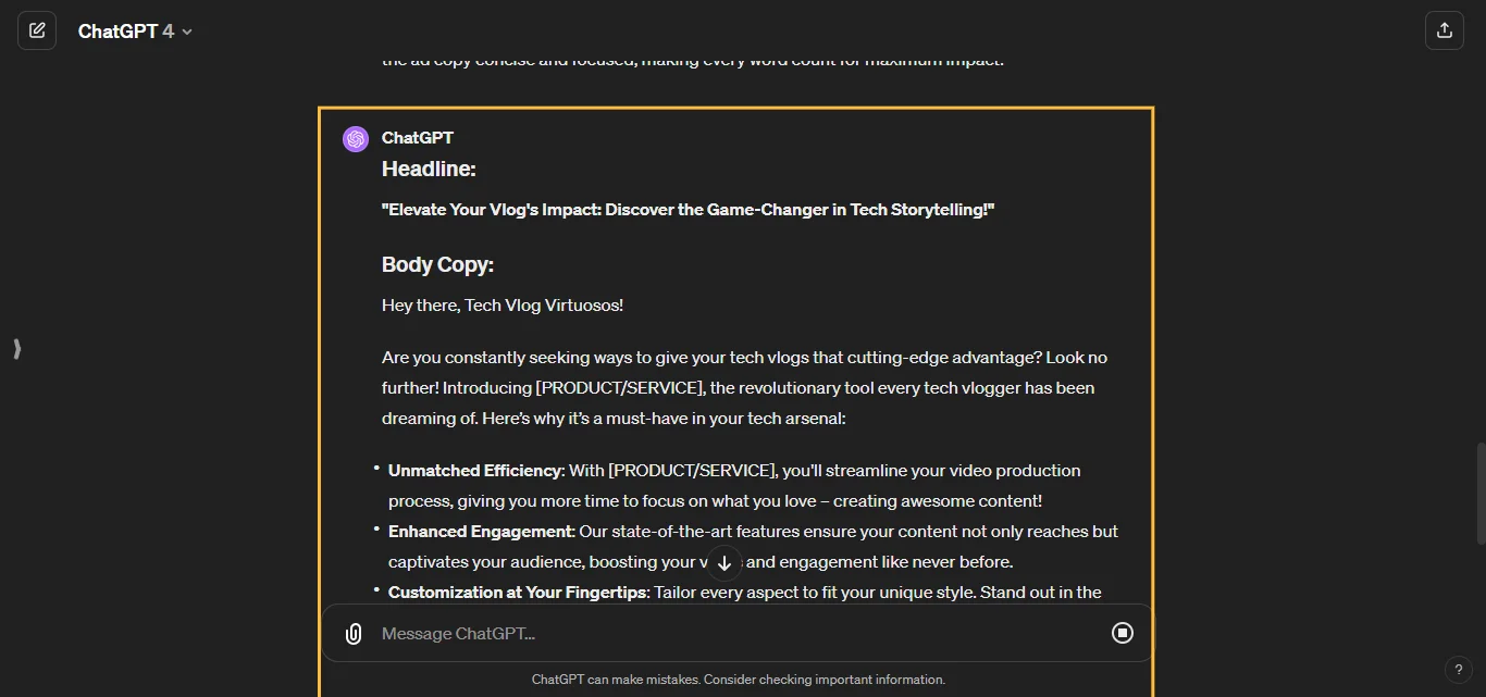 Write Ad Copy Chatgpt AI Prompt