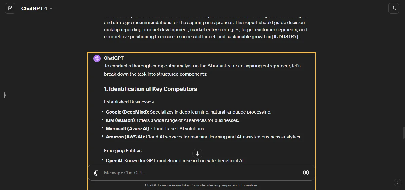 Analyze Competitors Chatgpt AI Prompt