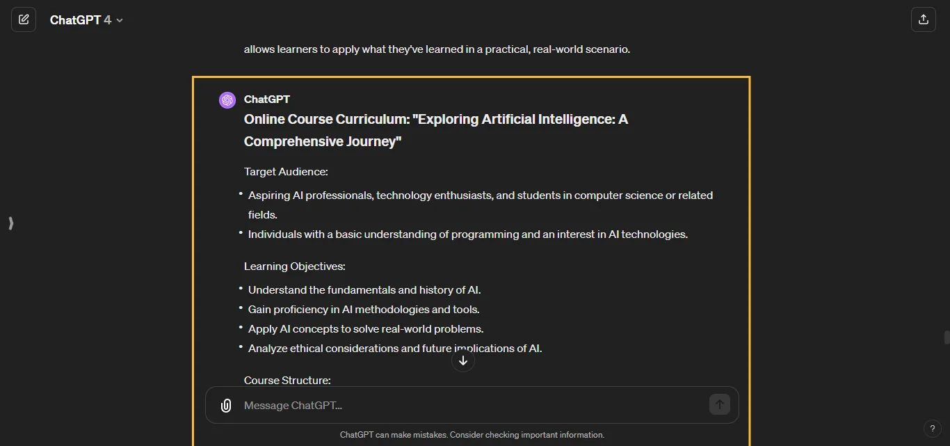 Develop An Online Course Chatgpt AI Prompt