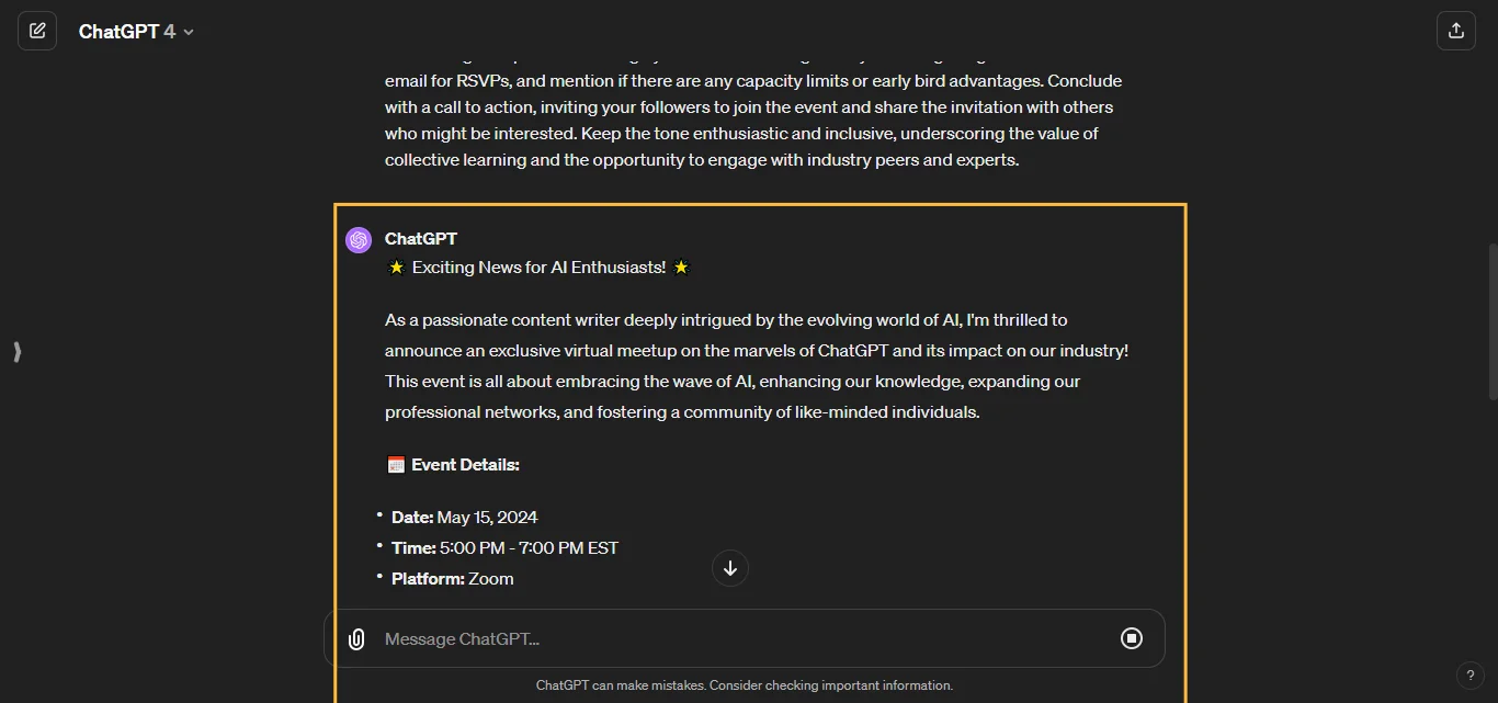 Virtual Meetup and Webinar Chatgpt Prompts