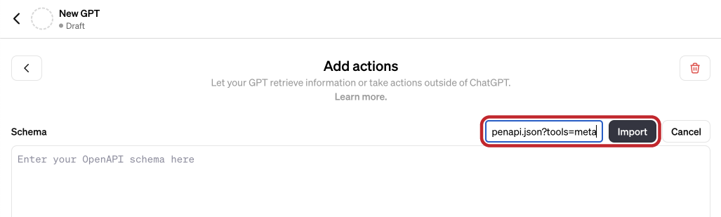 Import URL inside Custom GPT Builder