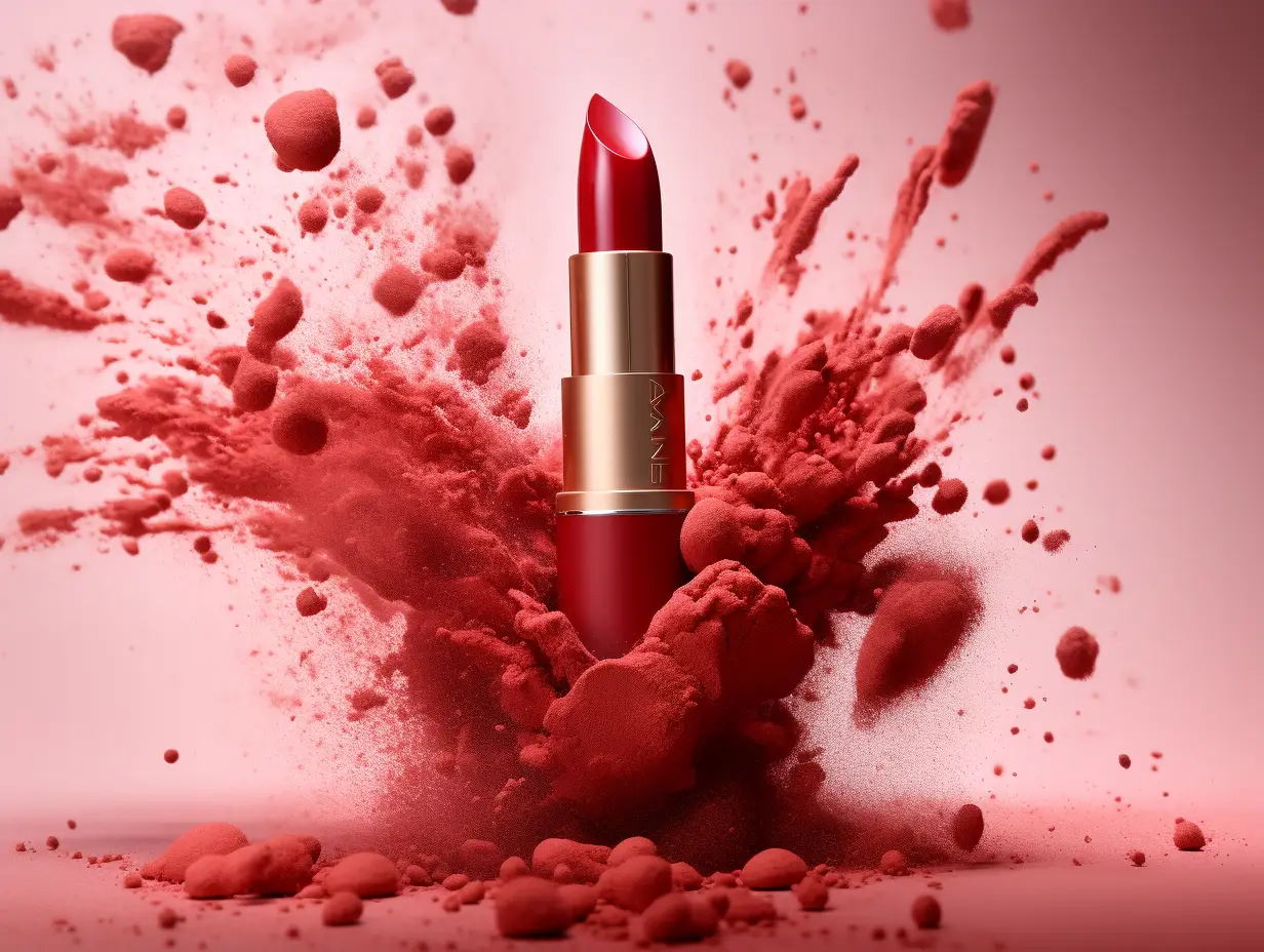 Red Lipstick Explosion Generated in Midjourney v5.2