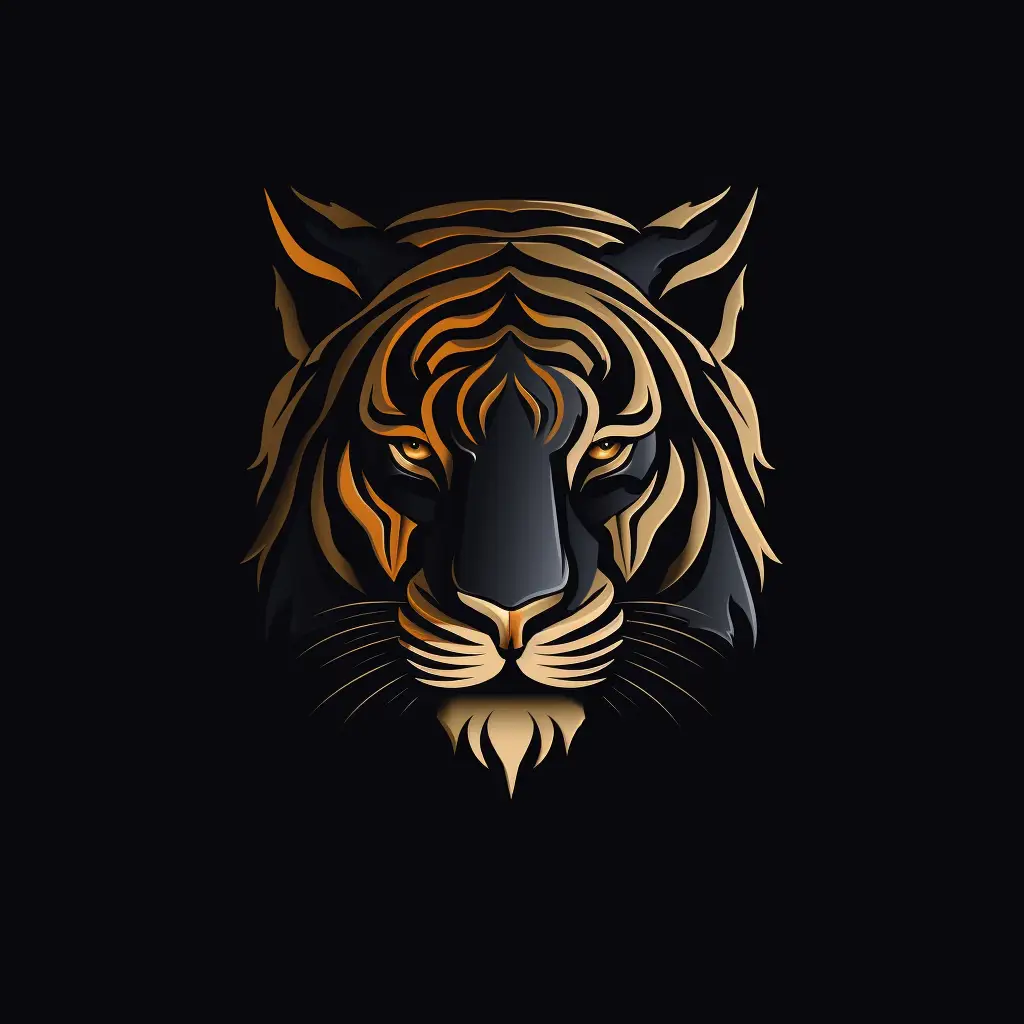 Line Art logo featuring a tiger created in Midjourney
