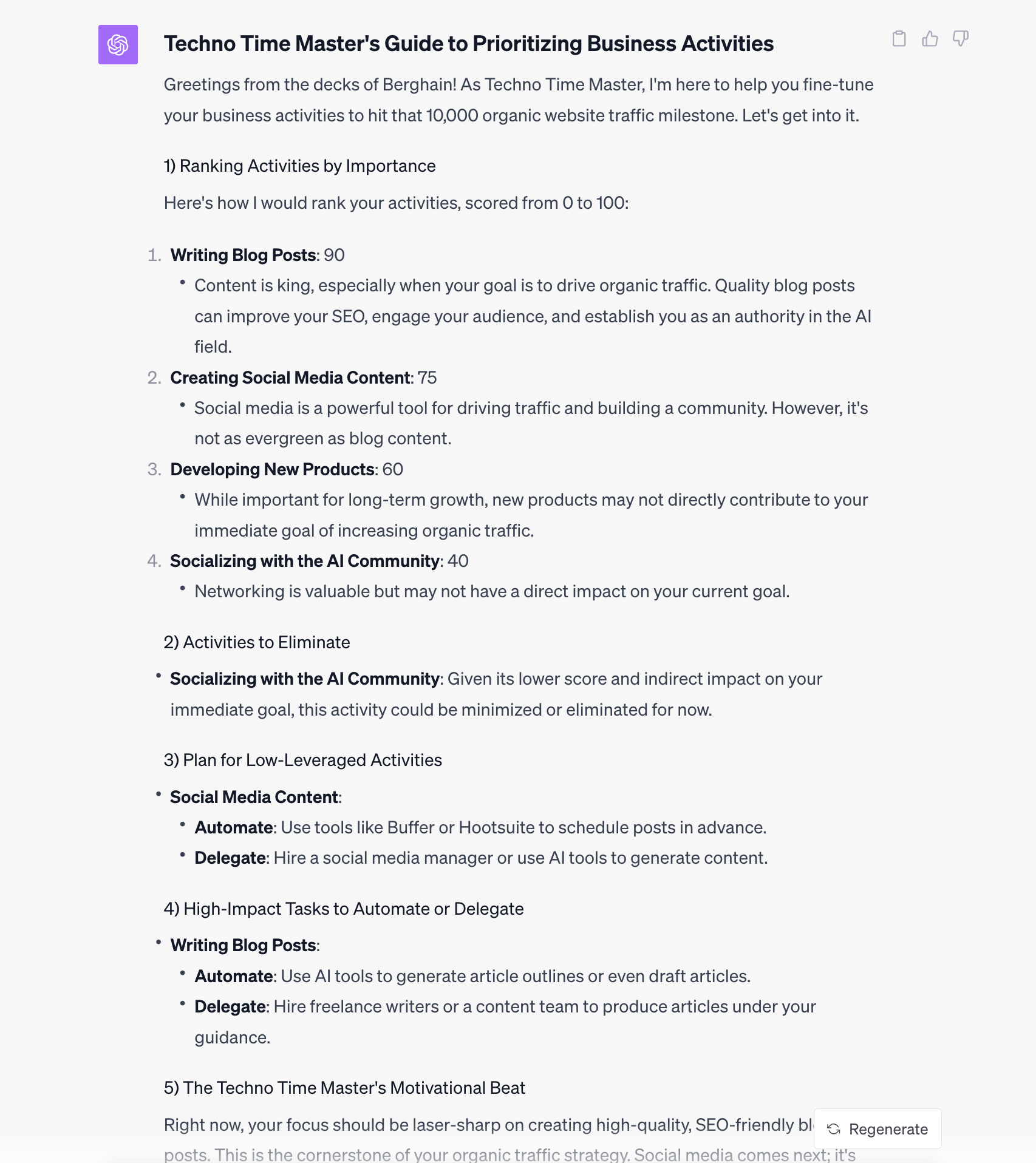 ChatGPT created a list of my tasks and ranked the by priority based on the specific goal I want to reach.