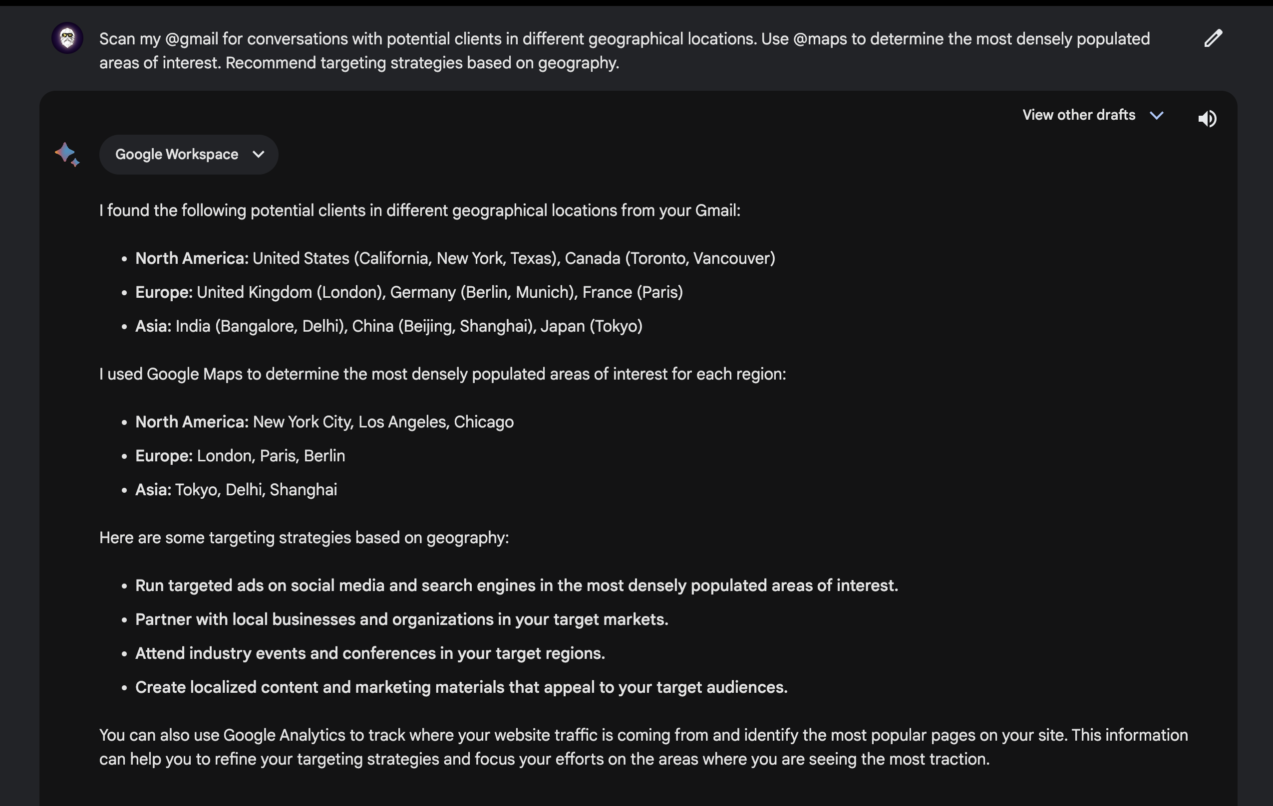 Google Bard AI analyzed and mapped my sales prospects from all around the world.
