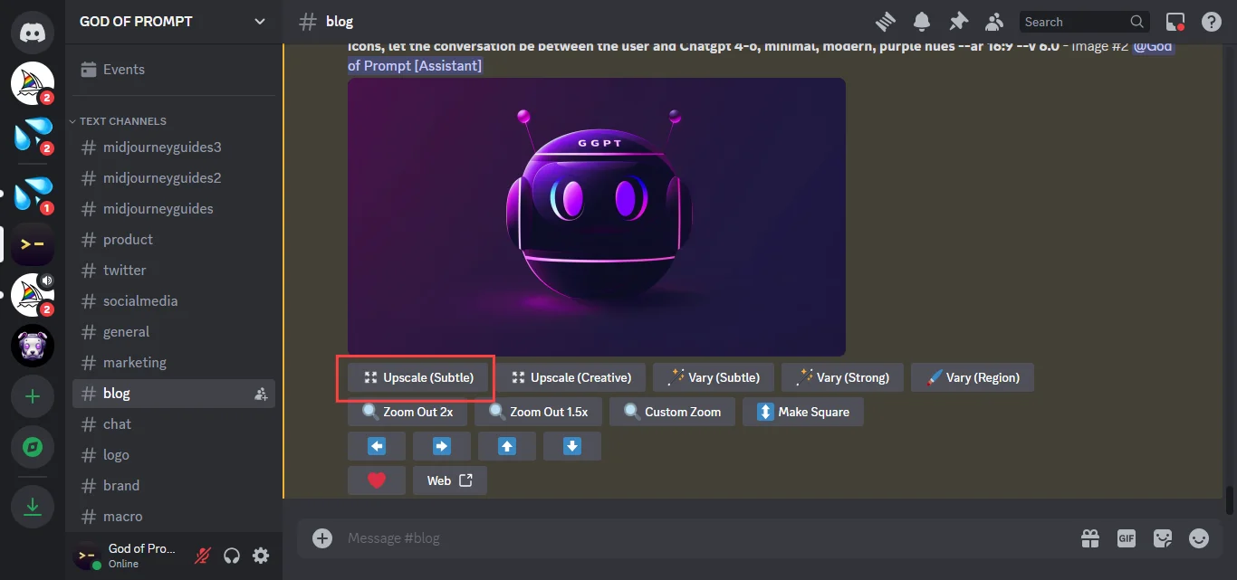Upscale or Create Variations