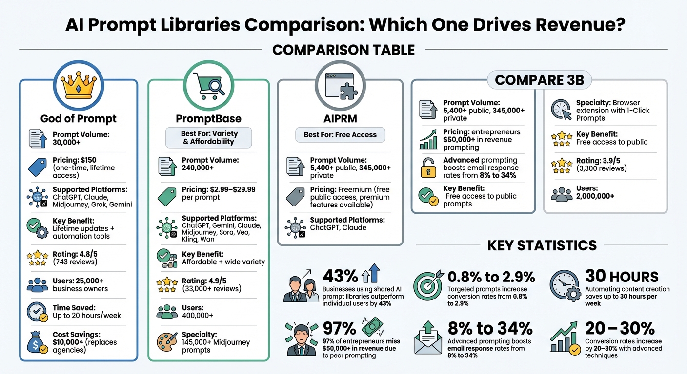 AI Prompt Library Comparison: God of Prompt vs PromptBase vs AIPRM