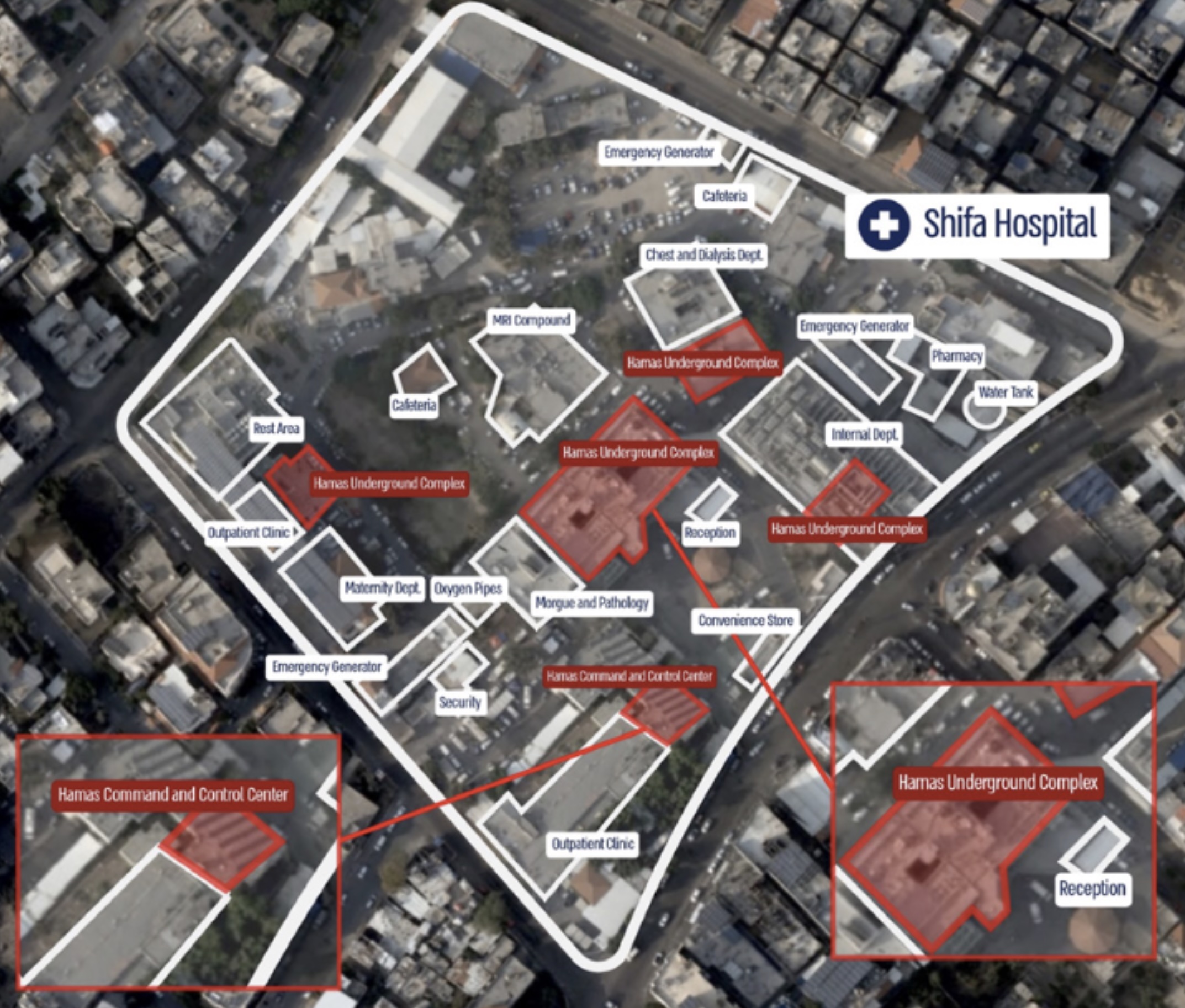 Graphic of Hamas headquarters underneath Shifa Hospital in Gaza