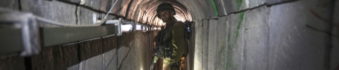 IDF soldier standing in terror tunnel