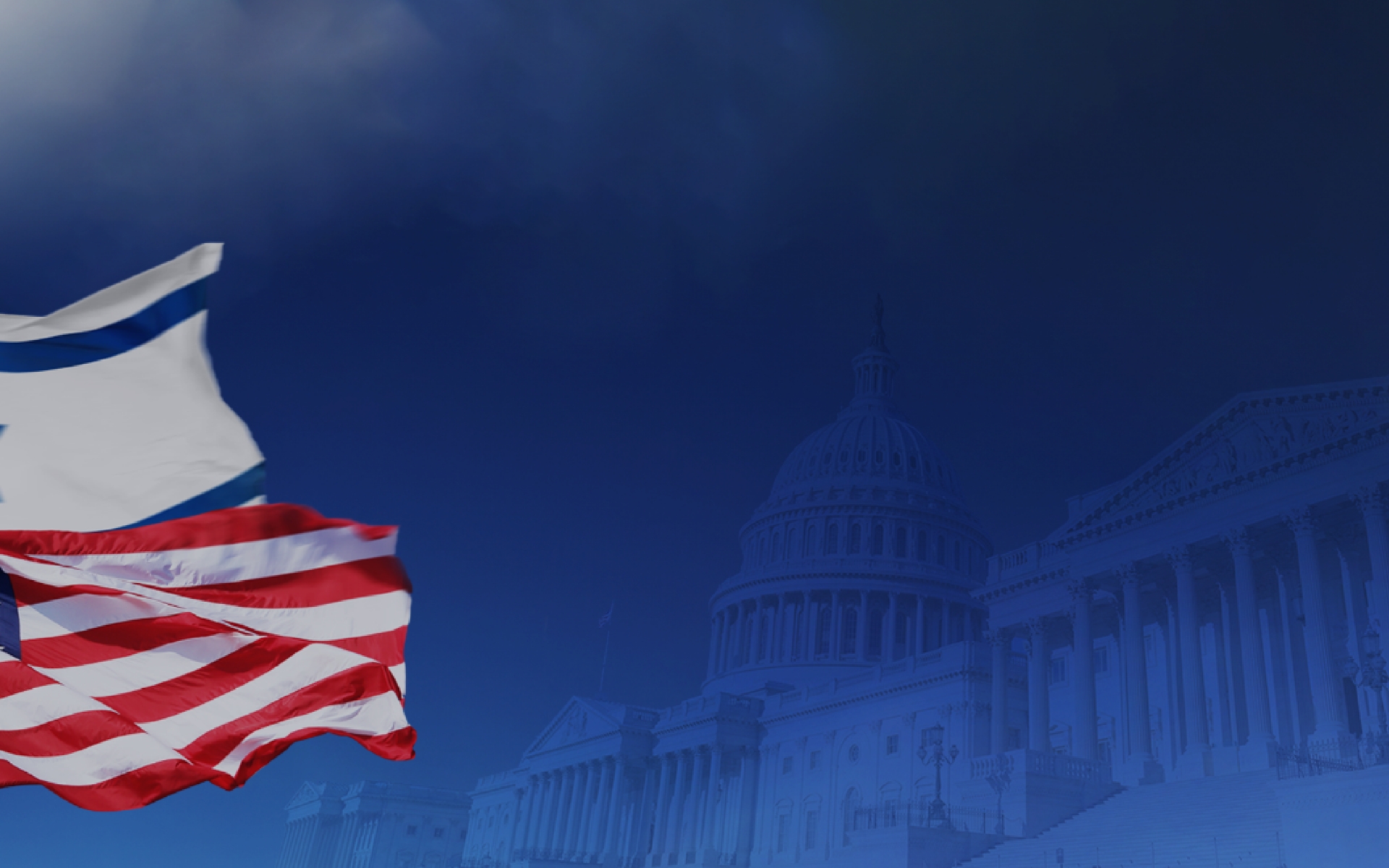 american and israeli flags waving in front of u.s. capitol