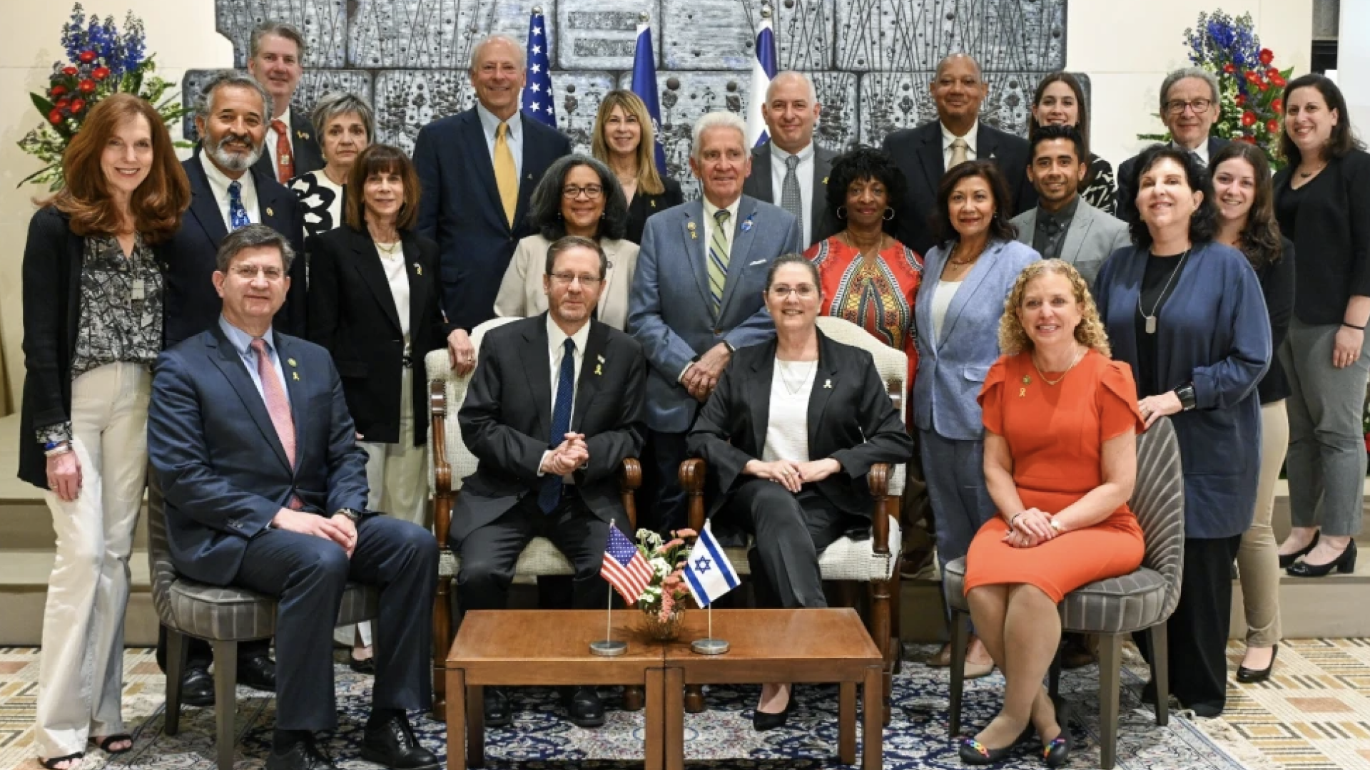Israeli President Isaac Herzog meets with a visiting AIPAC delegation of congressional Democrats on March 28, 2024
