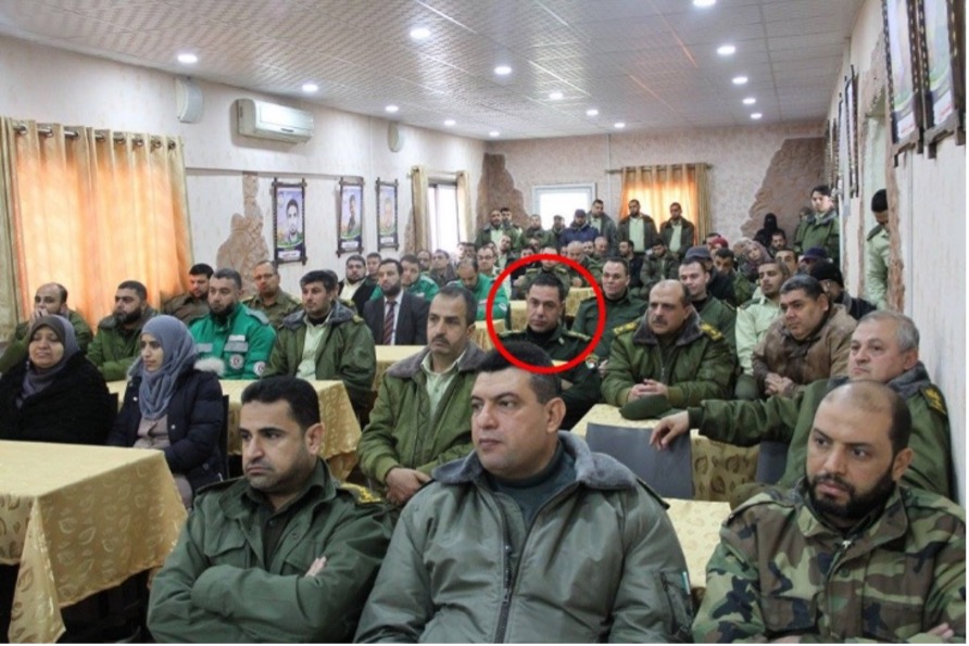 Hussam Abu Safiya at a terrorist meeting in Hamas uniform