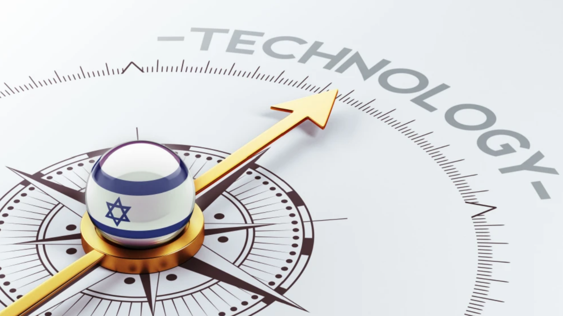 Compass with an Israeli flag pointing at "Technology".