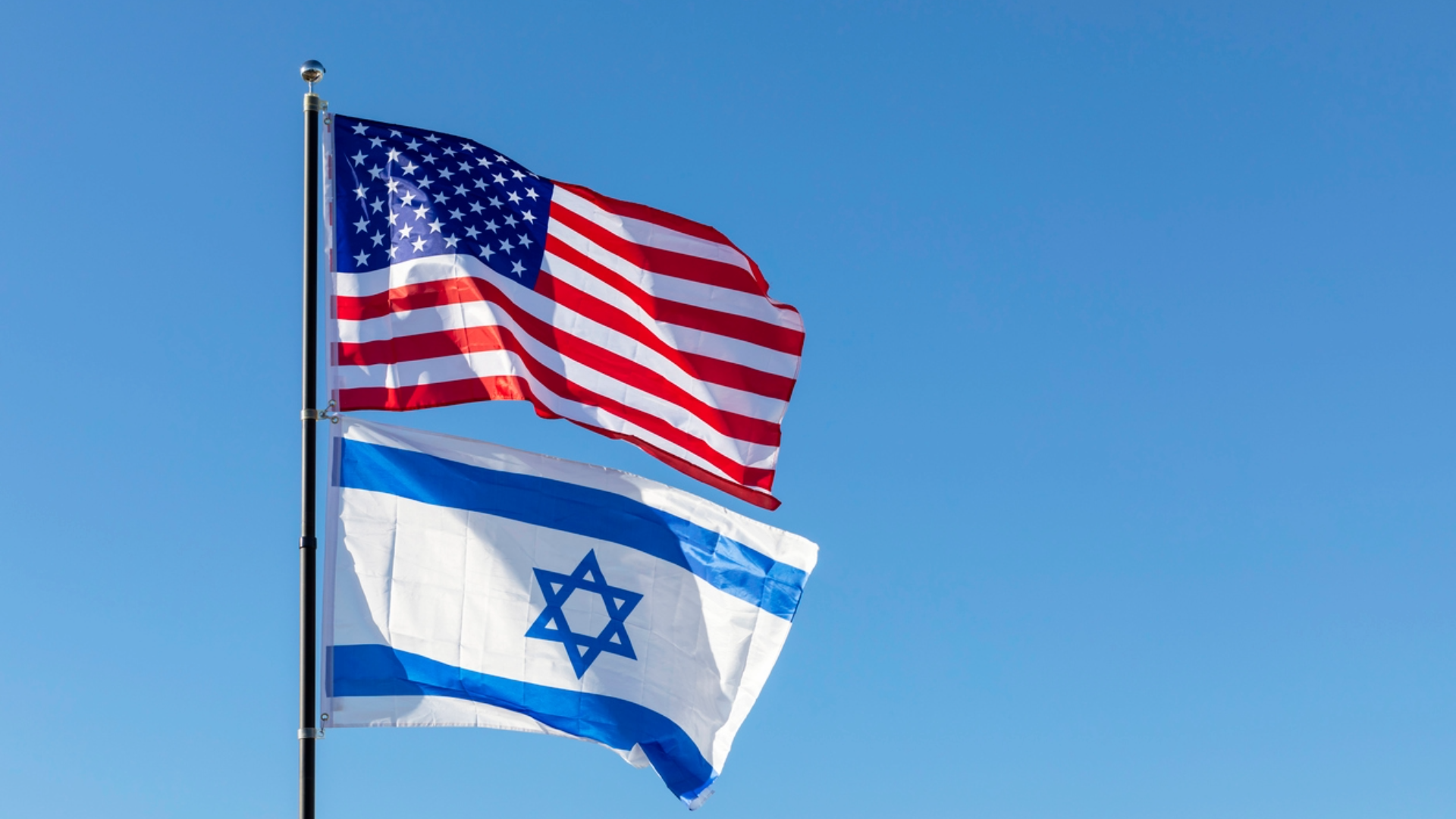 American and Israeli flags flying together.