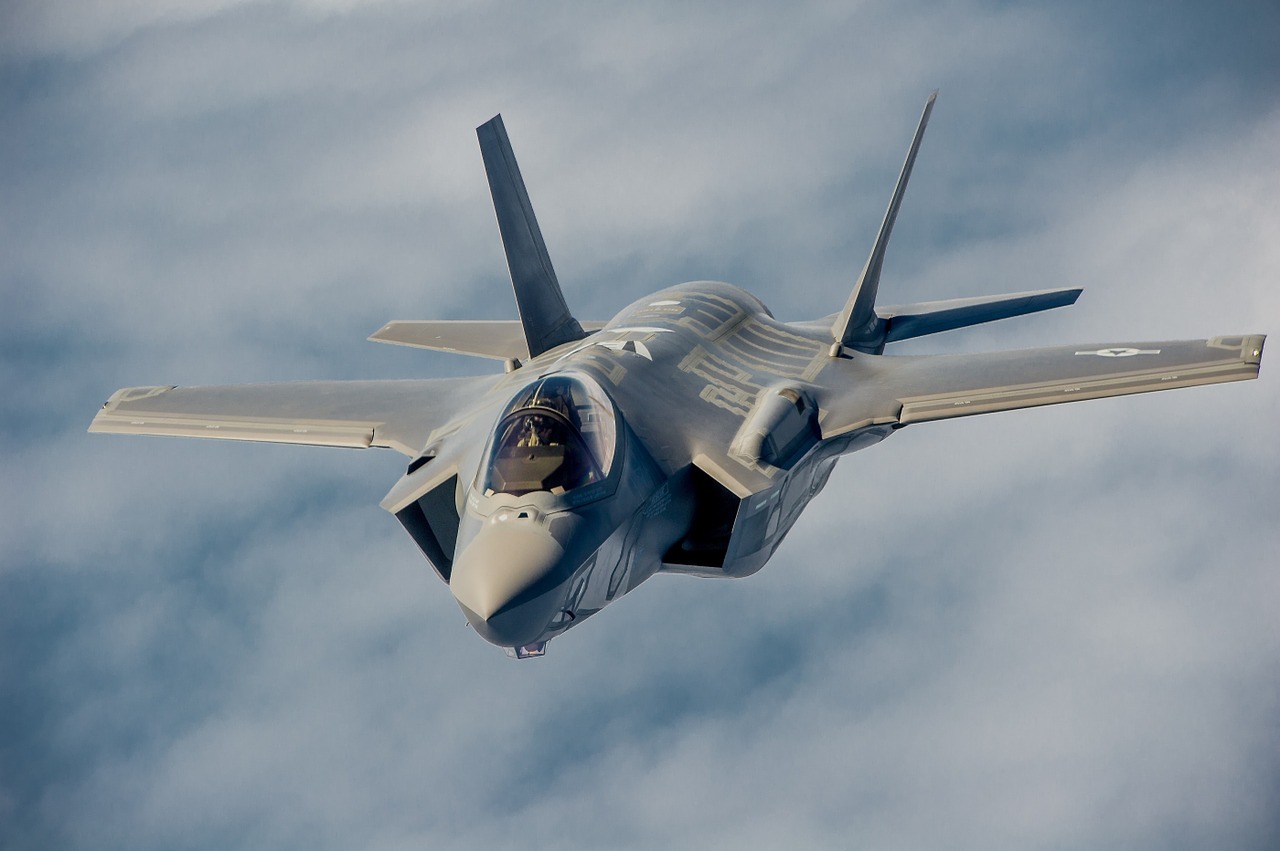 F-35 flying in sky