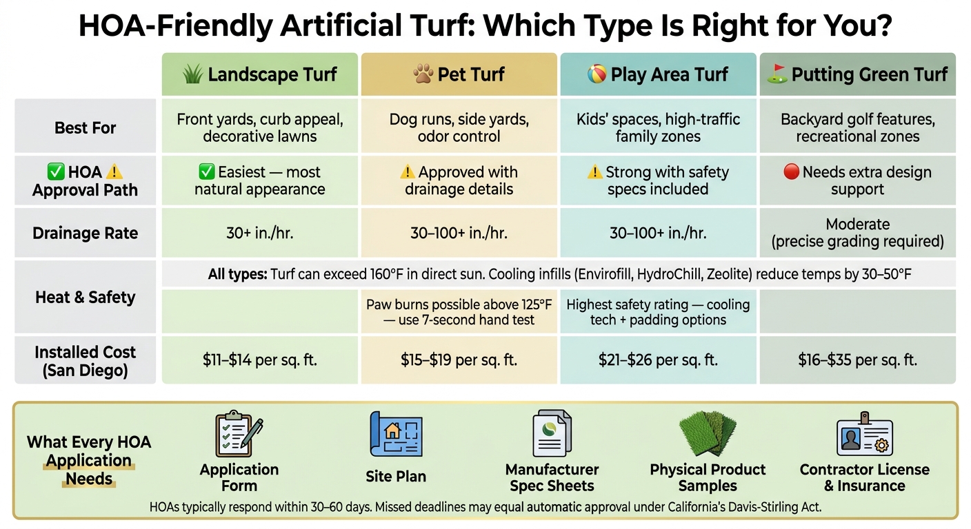 HOA-Friendly Artificial Turf Types: Side-by-Side Comparison