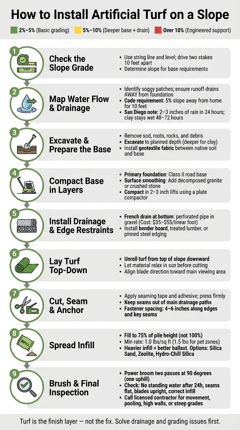 How to Install Artificial Turf on a Slope: Step-by-Step Guide