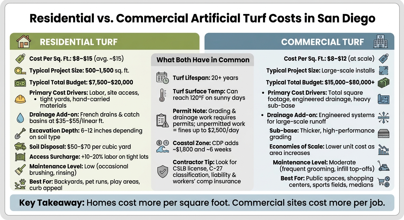 Residential vs. Commercial Artificial Turf Costs in San Diego
