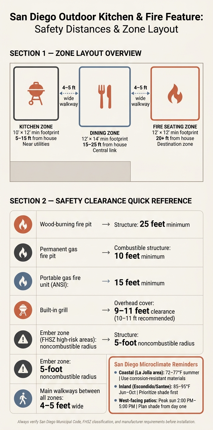 San Diego Outdoor Kitchen & Fire Feature Safety Distances Cheat Sheet