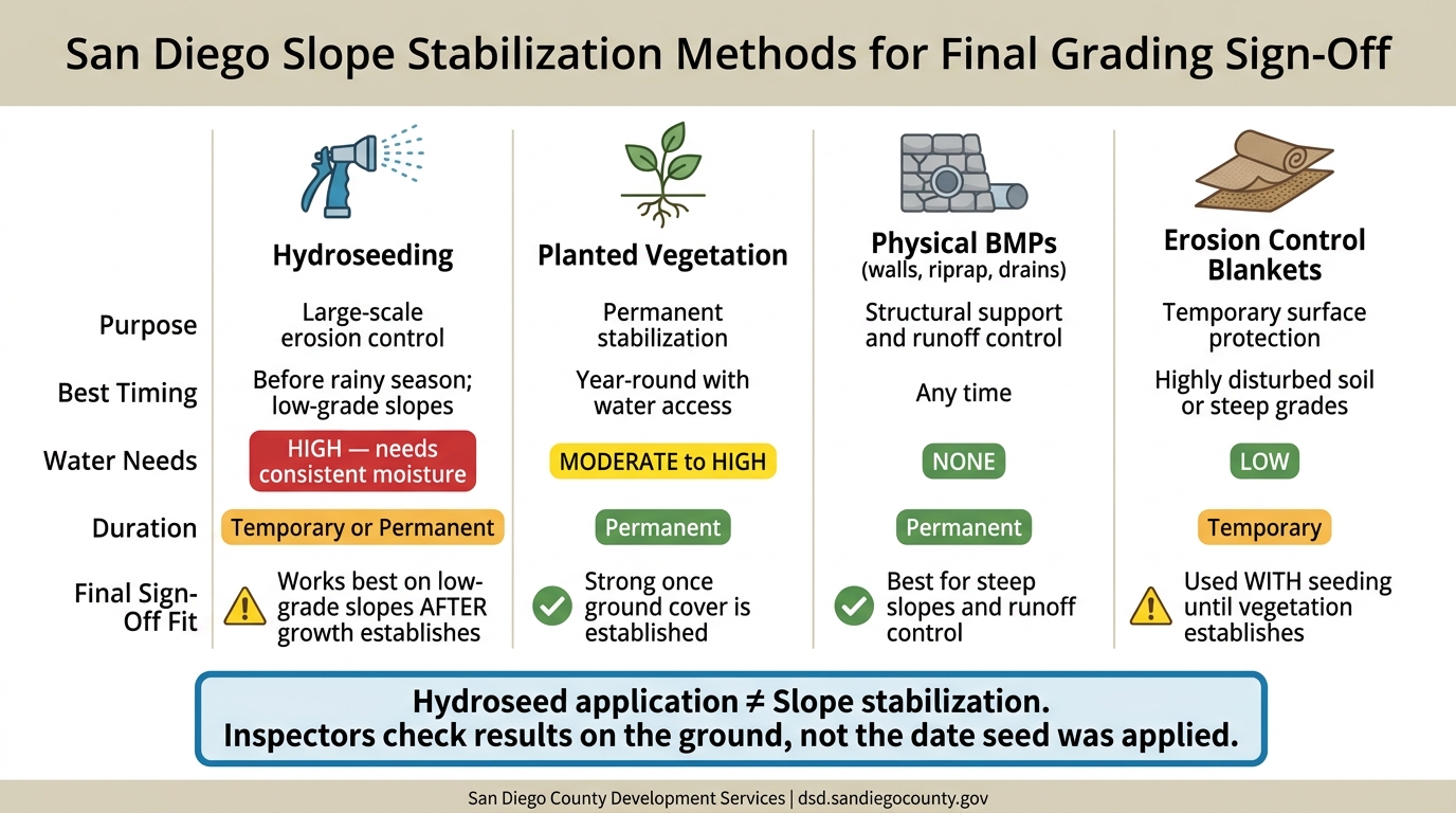 San Diego Grading Permit: Slope Stabilization Methods Compared