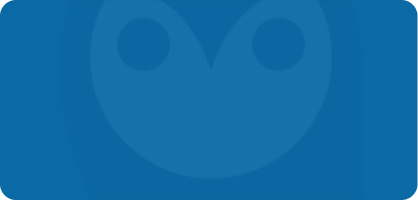 Blue owl logo silhouette on solid blue background