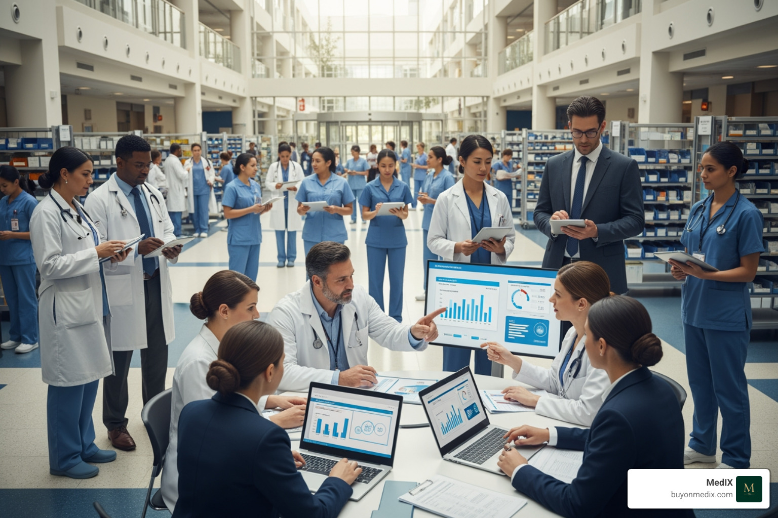 dashboard showing healthcare spend analytics and supplier performance metrics - healthcare procurement solutions