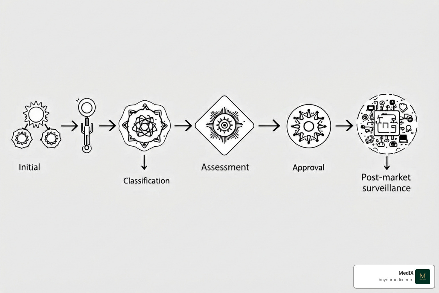Flowchart of the CE marking process for medical devices showing key stages from classification to post-market surveillance - ce certified medical device