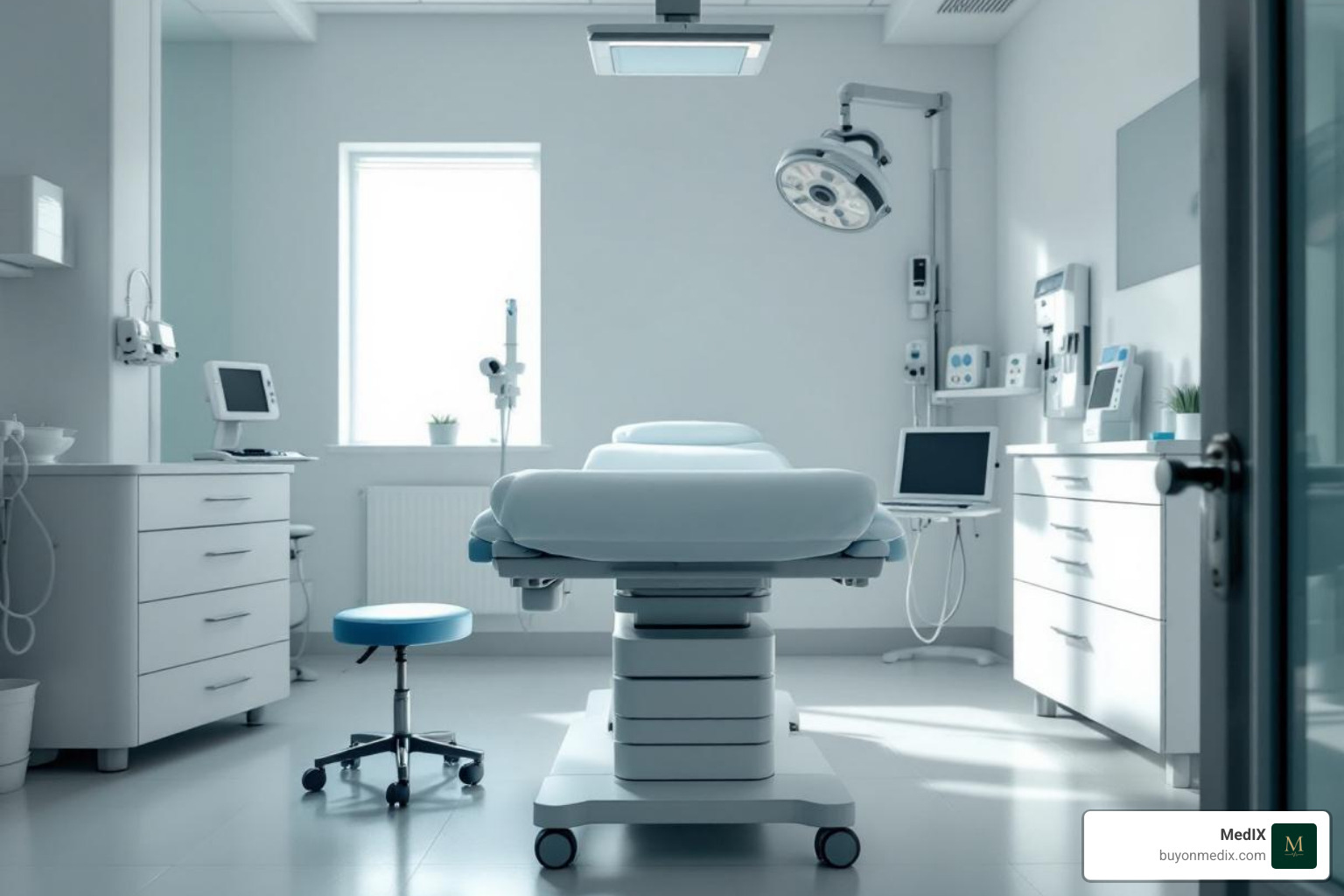 a modern, clean physician's office exam room - medical supplies for healthcare professionals