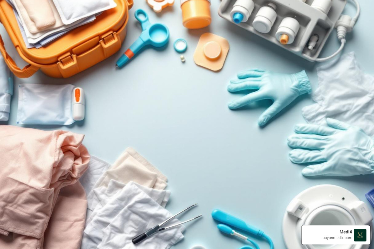 various medical supplies like gloves, wound dressings, and diagnostic kits - medical supplies for healthcare professionals