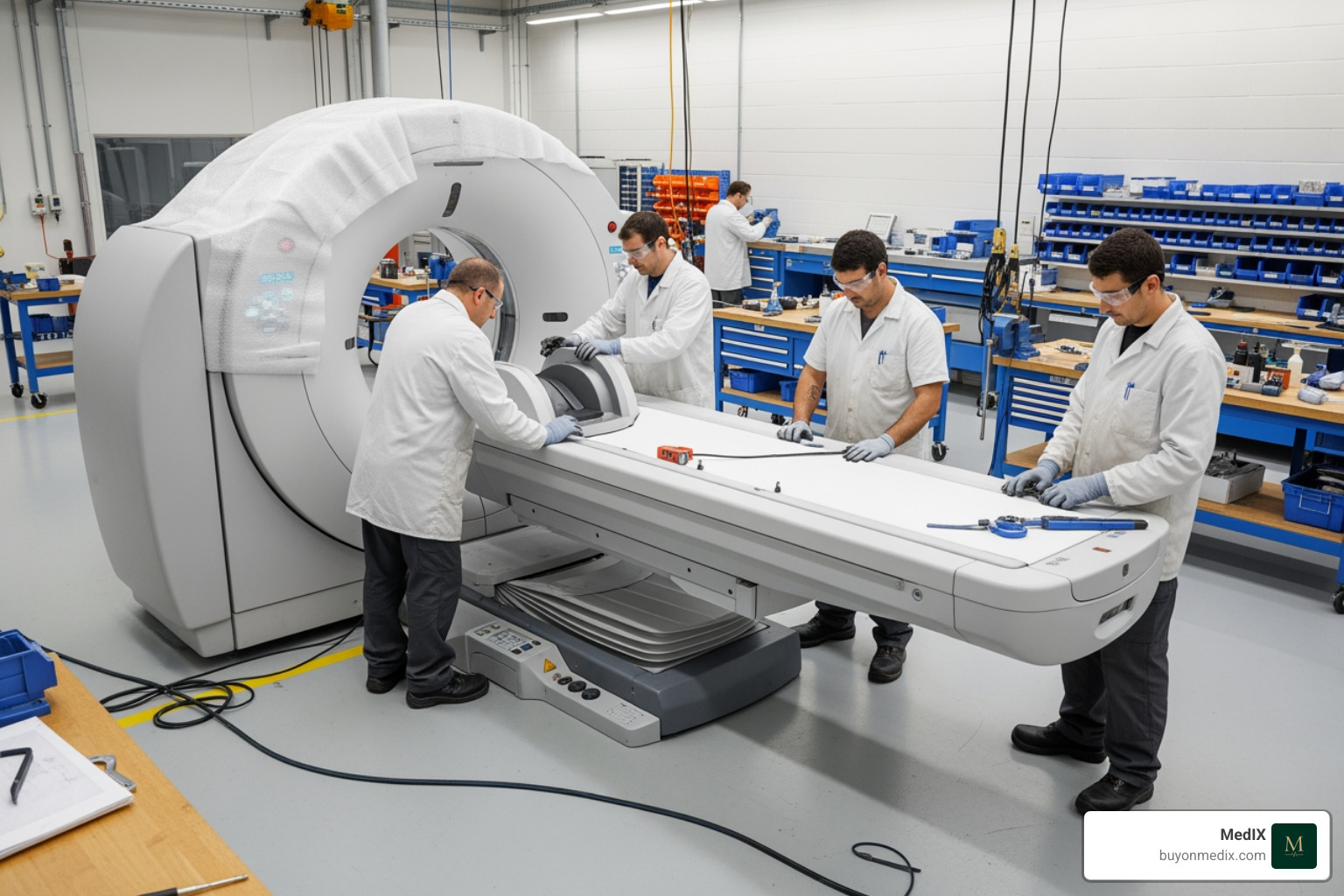 refurbished CT gantry being prepared for installation - used CT scanner