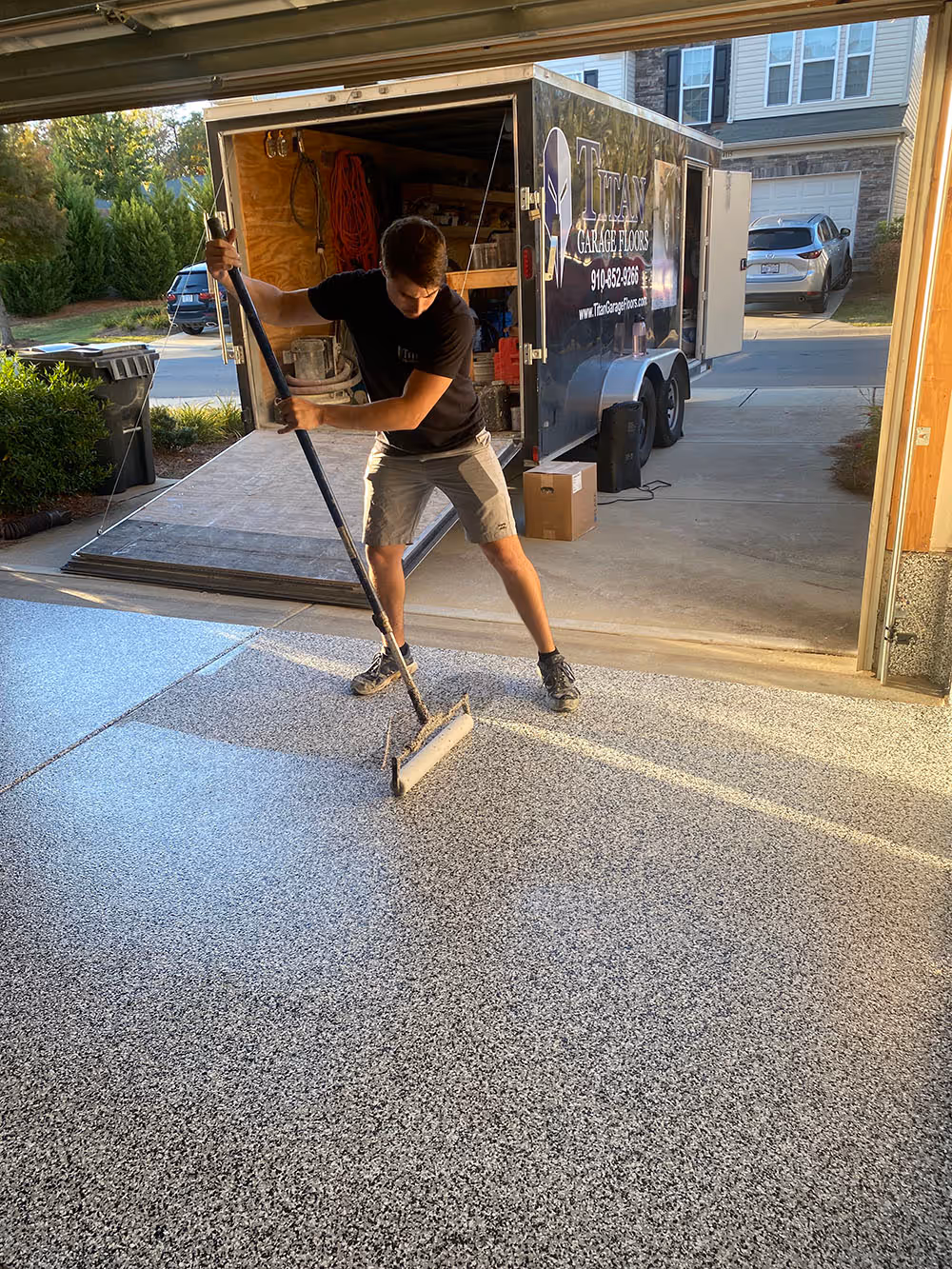 Epoxy Garage Flooring In Charlotte Top Coat