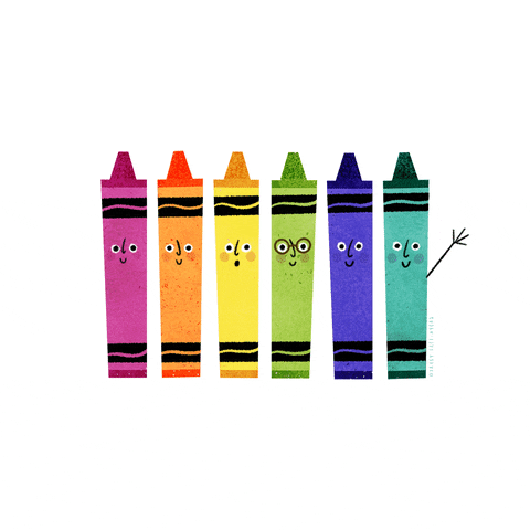 giz escolar de cores variadas - Illustration School GIF by Tracy Myers