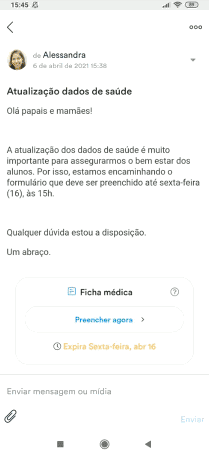 Experiência dos responsáveis ao preencherem Formulário pelo ClassApp