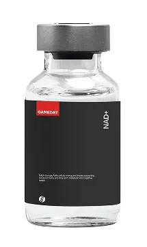 NAD+ therapy vial used at Gameday Men’s Health for energy, recovery, and cellular wellness treatment.