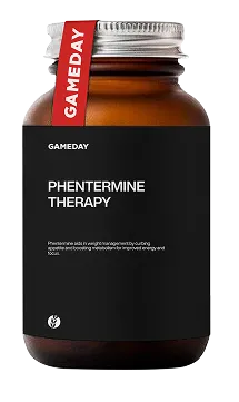 Prescription Phentermine bottle used for medically supervised weight-loss treatment at Gameday Men's Health.
