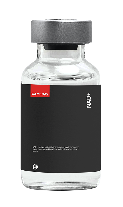 Close-up of an NAD+ injectable vial prepared for clinician-guided therapy at a men’s health clinic in Syracuse, NY.