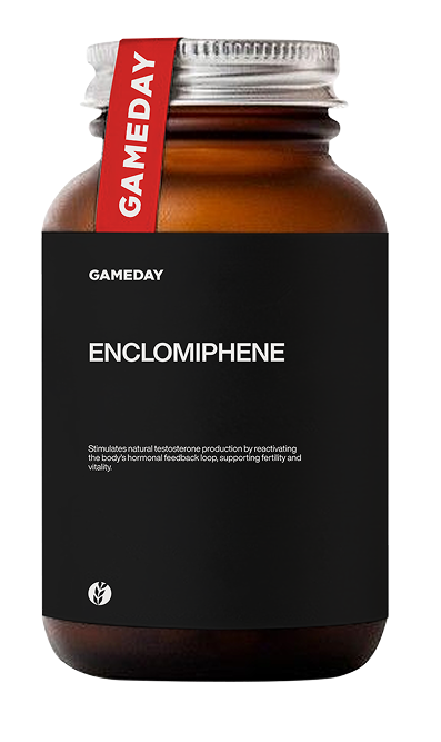 Enclomiphene treatment vial showcased within personalized wellness programs at Gameday Men’s Health in West Edmonton, AB