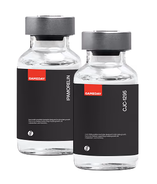 CJC-1295 and Ipamorelin peptide injection vials at Gameday Men’s Health