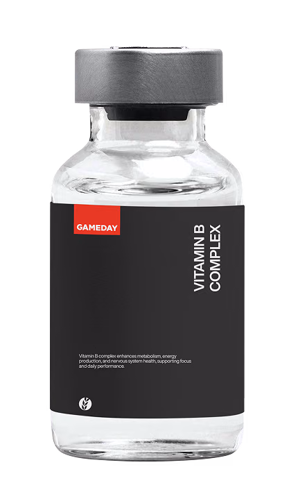 Close-up of a Vitamin B Complex injectable vial prepared for supervised vitamin therapy in Leesburg, FL.