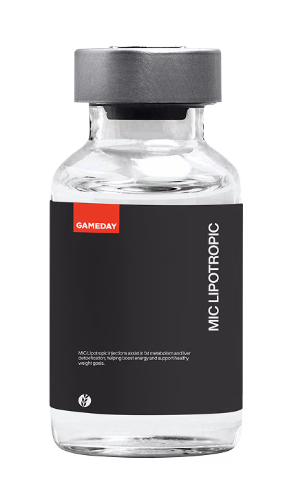 MIC Lipotropic and B12 injection bottle used for metabolic and energy support at Gameday Men’s Health in Leesburg, FL.