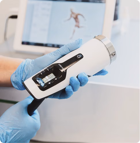 Close-up of a shockwave therapy device used for non-invasive erectile dysfunction treatment in Edwardsville, IL at Gameday Men’s Health.