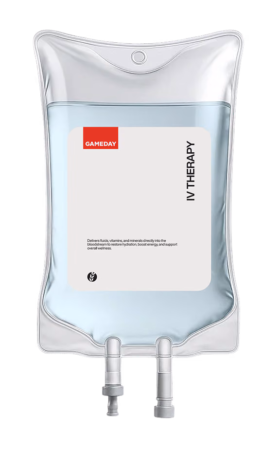 IV therapy infusion setup used for clinician-guided hydration and nutrient delivery at Gameday Men’s Health in Leesburg, FL.