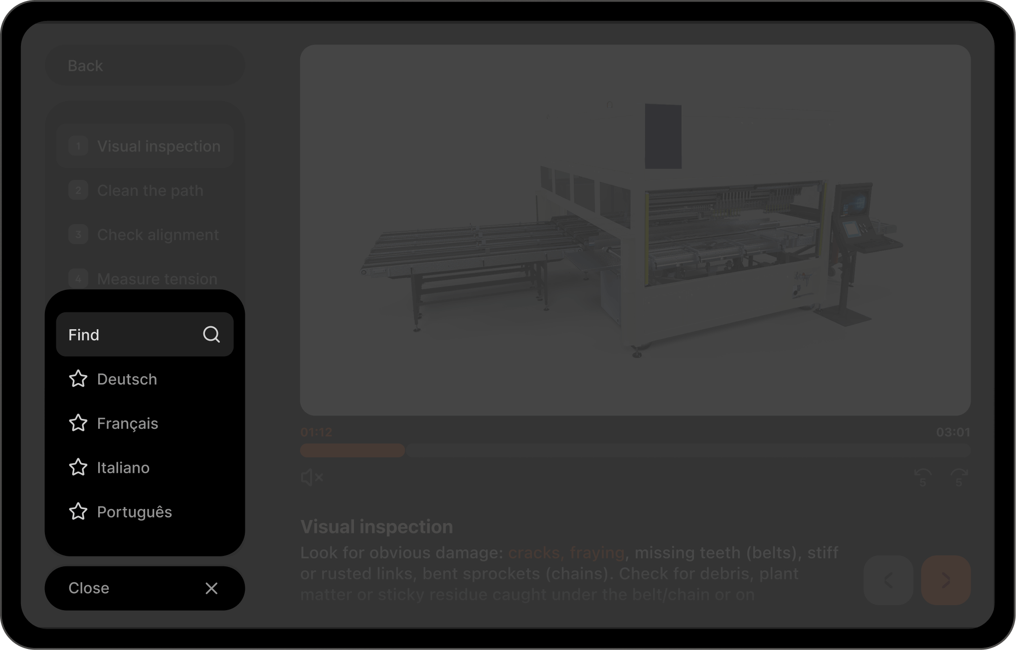 Mobile screen showing a kitchen with a virtual tour badge
