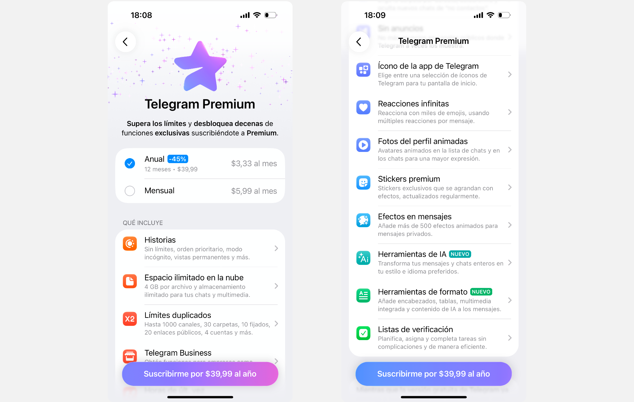 Telegram Premium es como una versión en esteroides de la app gratuita