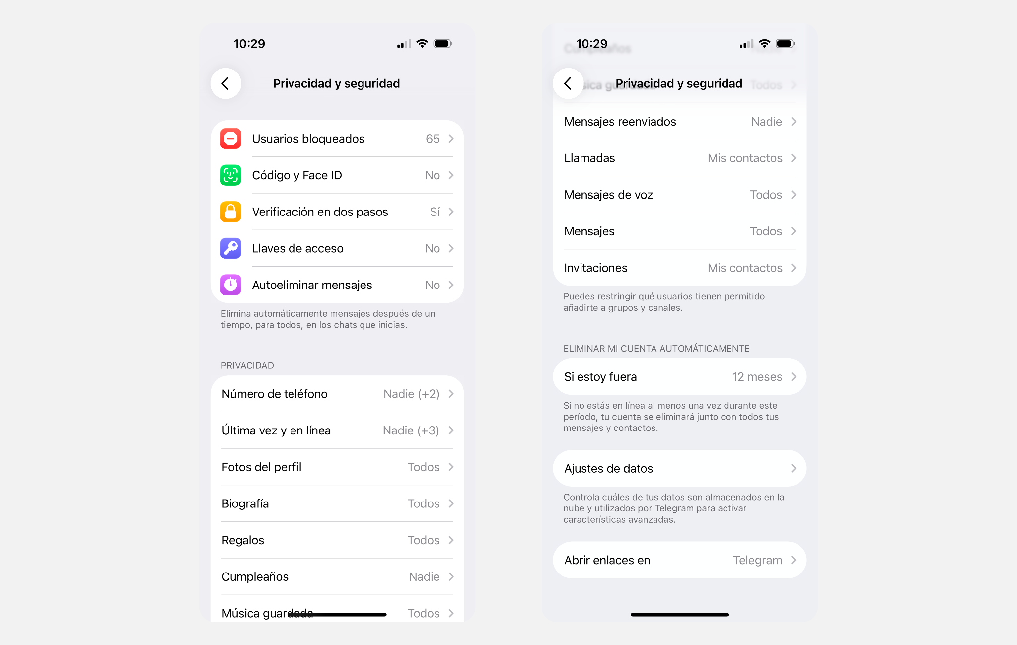 Telegram ofrece muchas opciones para controlar tu privacidad
